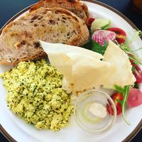 Tofu egg, bread, vegan cheese and salad at Taiga 針葉林 - Zhēn Yè Lín in Taipei
