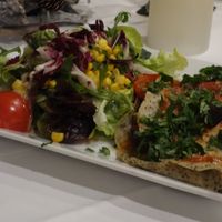 Chia seed pancake with grilled vegetables and a side salad (vegan) at Insel Bastei am Rhein in Ludwigshafen