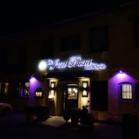 Entrance at night at Insel Bastei am Rhein in Ludwigshafen