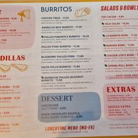 Food menu at La Burrita in Munich