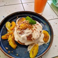 Sticky peach pancakes at Market Square in Folkestone