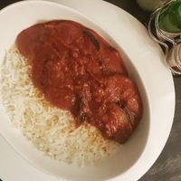 Curry with rice at Bertrand in Johannesburg