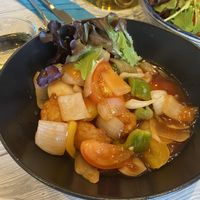Chicken sweet and sour at Puti Vegan Cafe in Glasgow