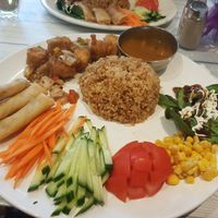 Lunch menu - fried rice, salt and pepper tofu, and extras. at Puti Vegan Cafe in Glasgow
