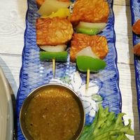 Tempeh and pepper skewers #Veganuary at Puti Vegan Cafe in Glasgow