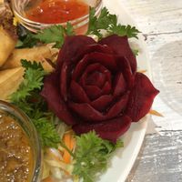 Beetroot flower on starter at Puti Vegan Cafe in Glasgow