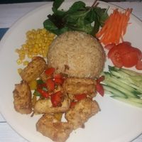 Salt and pepper tofu bento at Puti Vegan Cafe in Glasgow