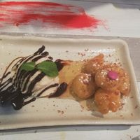 Banana fritters with ice cream at Puti Vegan Cafe in Glasgow