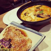 Duck in plum sauce and curry laksa. at Puti Vegan Cafe in Glasgow