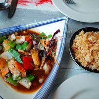 Main - "beef" with green peppers in black bean sauce at Puti Vegan Cafe in Glasgow
