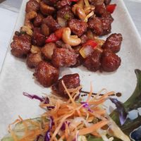 Soya pieces and cashew nuts at Puti Vegan Cafe in Glasgow