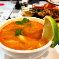 Tom yum soup (enochi and shallot) at Puti Vegan Cafe in Glasgow