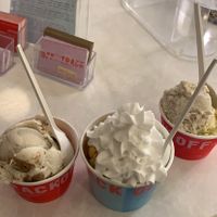 Two scoop cup, something nutty sundae and another two scoop cup  at Off Track in Charleston