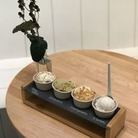 The Flight - key lime, vegan pistachio, honeycomb, vegan Samoa  at Off Track in Charleston