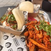 Classic tofu Bao and kimchi sweet potato friess  at BAO BAR 1070 in Vienna