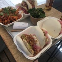 Tofu bao with kimchi fries and kale at BAO BAR 1070 in Vienna