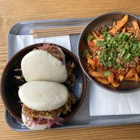 Vegan Bao with Tofu and Kimchi Fries at BAO BAR 1070 in Vienna