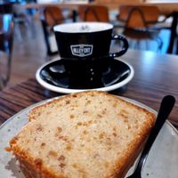 Lemon almond cake and coffee at Alley Cat in Maastricht