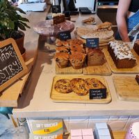 Homemade pastry at counter, not allvegan at Alley Cat in Maastricht