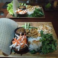 Delicious rice paper rolls (roll your own) at Papa Tarros in Lembongan