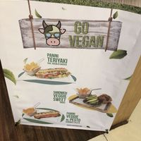 Vegan sandwich board outside the restaurant  at MEX - Gastrohub - T1 in Mexico City