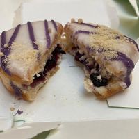 The Violet Beauregarde had delicious blueberry filling at Doughnut Time in East London