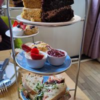 Vegan afternoon tea, the quiche was excellent! at Goji Vegetarian Cafe and Deli in York