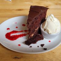 Vegan chocolate cake at Goji Vegetarian Cafe and Deli in York