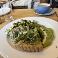 Vegan quiche and salad   at Goji Vegetarian Cafe and Deli in York