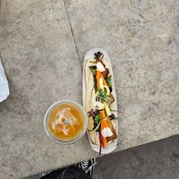 Tofu banh mi (bubble tea from elsewhere) at Goji Vegetarian Cafe and Deli in York