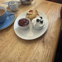 Scone and oat cream   at Goji Vegetarian Cafe and Deli in York