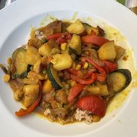 Curry of the day  at Claire's Corner Copia in New Haven