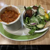 Soup and falafel sandwich  at Claire's Corner Copia in New Haven