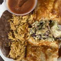 Inside tofu burrito- yum!  at Island Taco in Waimea