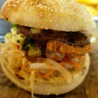 Vegan chicken burger at Rosie's Kitchen in Bude
