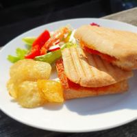 Sundried tomato tapenade, roasted red pepper and pine nut ciabatta at The Puffer in Oban