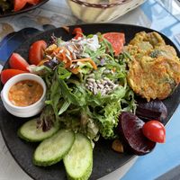 Salad with vegetable balls (Frikadellen) - Café Lichtenberg, Cologne  at Café Lichtenberg in Cologne