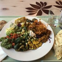 Soo much options! My method is to take everything, but just little. I ate twice from this. The food was 12,80€ and then there’s raspberry lassi. LOVE IT! at Kasvisravintola Brindavan & Bhajan Cafe in Helsinki