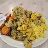 Warm dishes at Kasvisravintola Brindavan & Bhajan Cafe in Helsinki