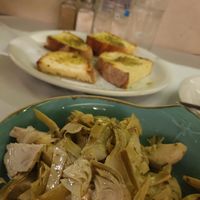 Vegan garlicbred and artichokes at Gods' Restaurant - Οινομαγειρείο των Θεών in Athens