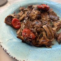 Grilled mushrooms with cherry tomatoes, balsamic & garlicc  at Gods' Restaurant - Οινομαγειρείο των Θεών in Athens