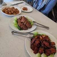 From right to left: BBQ seitan, crispy duck, lappa (all so good) at King's Cafe in Toronto