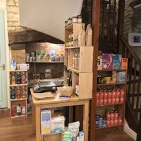 Lots of organic vegan products in the shop area. at Serenity Bean in Moreton-in-marsh