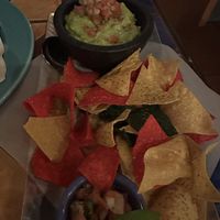 Chips, guacamole, and pico de gallo. These tasted really packaged and definitely not fresh.  at Julio's Barrio in Edmonton