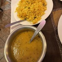 yellow lentils with vegetable rice  at Noori's in Nice