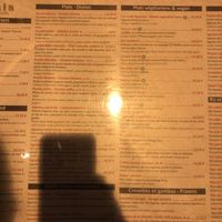 Menu at Noori's in Nice