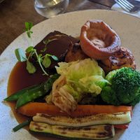 Sunday lunch with nutroast and vegan Yorkshire pudding at The Jackdaw in Denton