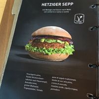 The vegan option available on the menu  at Pims Burger in Obervintl