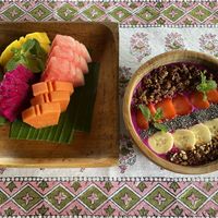 Fresh fruit and smooth bowl for breakfast at BeingSattvaa in Ubud