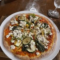 Balinese tofu pizza (without cheese)  at BeingSattvaa in Ubud